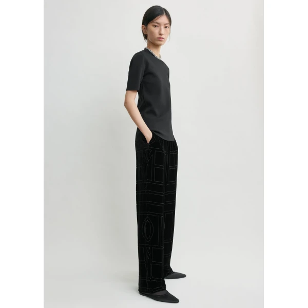 Toteme Monogram devoré pj bottoms in Black, view 3