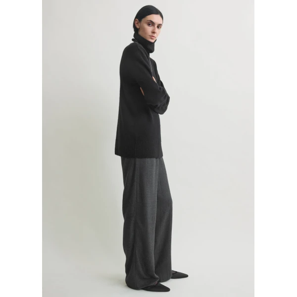 Toteme Monogram flannel pj bottoms charcoal in Charcoal melange, view 2
