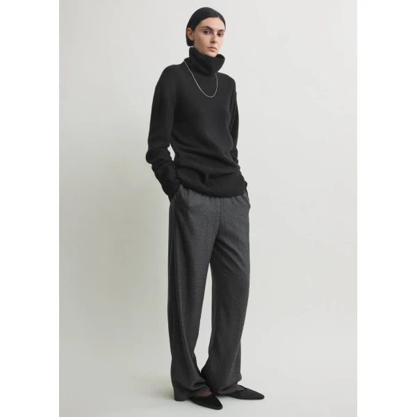 Toteme Monogram flannel pj bottoms charcoal in Charcoal melange, view 3