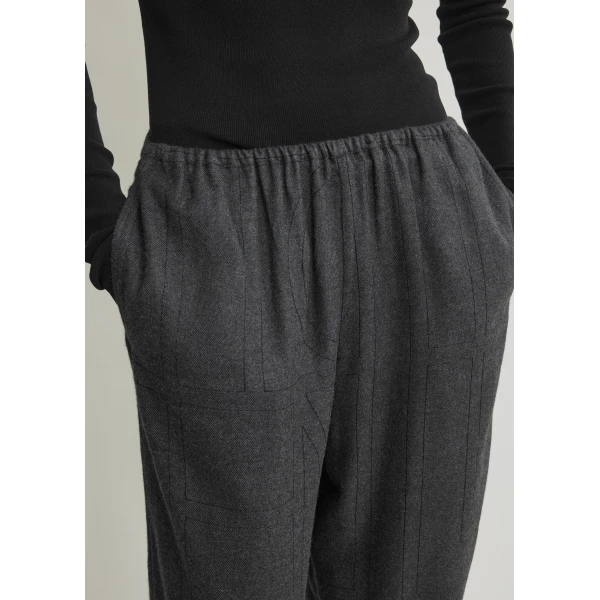 Toteme Monogram flannel pj bottoms charcoal in Charcoal melange, view 5