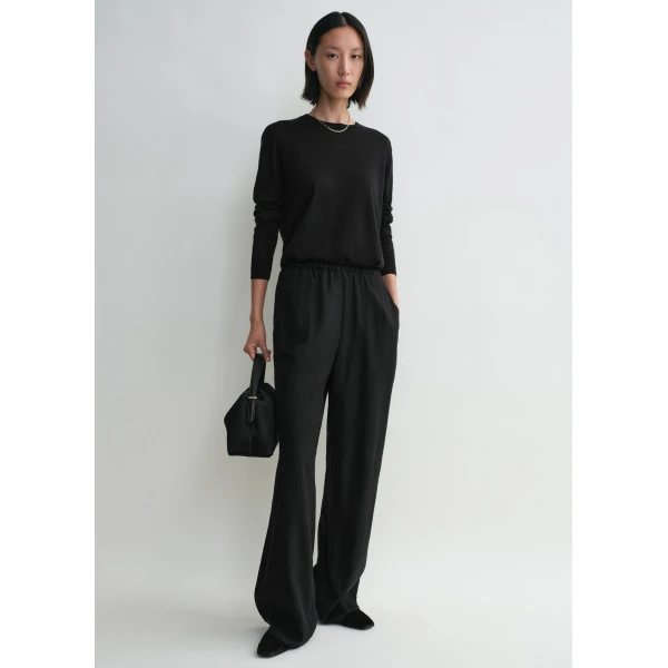 Toteme Monogram flannel pj bottoms in Black, view 2