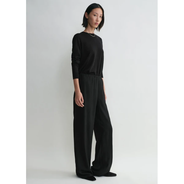 Toteme Monogram flannel pj bottoms in Black, view 3