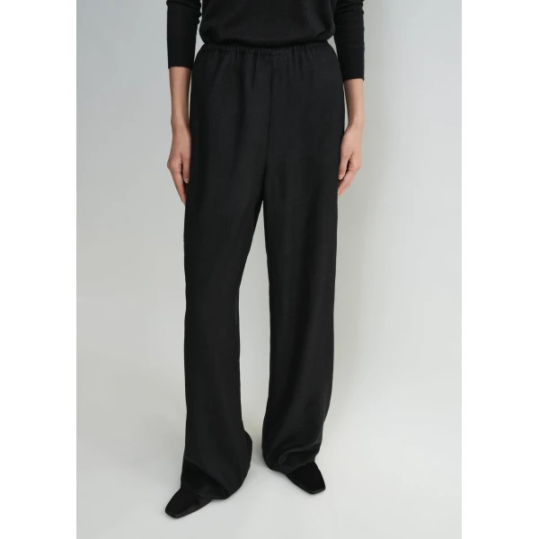 Toteme Monogram flannel pj bottoms in Black, view 6