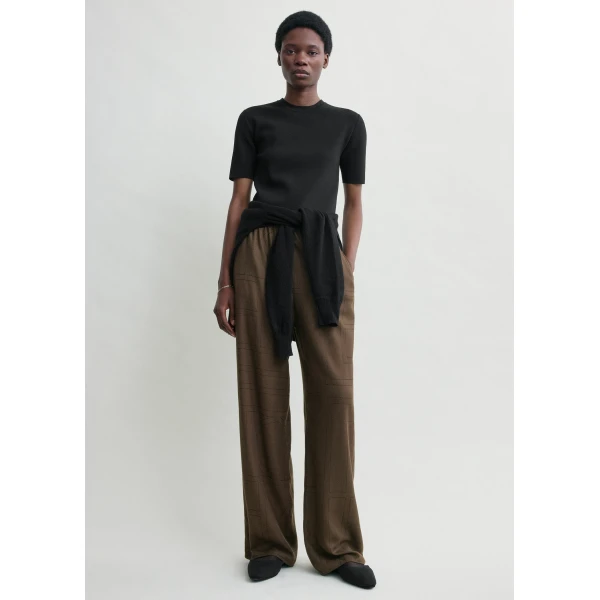 Toteme Monogram flannel pj bottoms in Dark brown, view 2