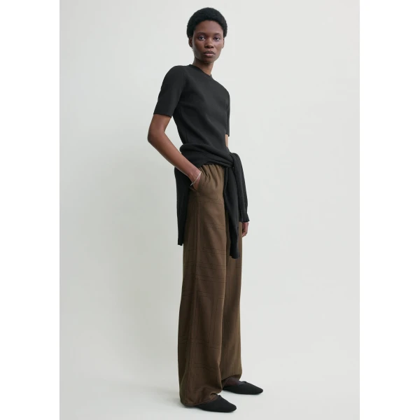 Toteme Monogram flannel pj bottoms in Dark brown, view 3