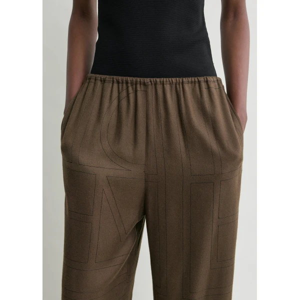 Toteme Monogram flannel pj bottoms in Dark brown, view 5
