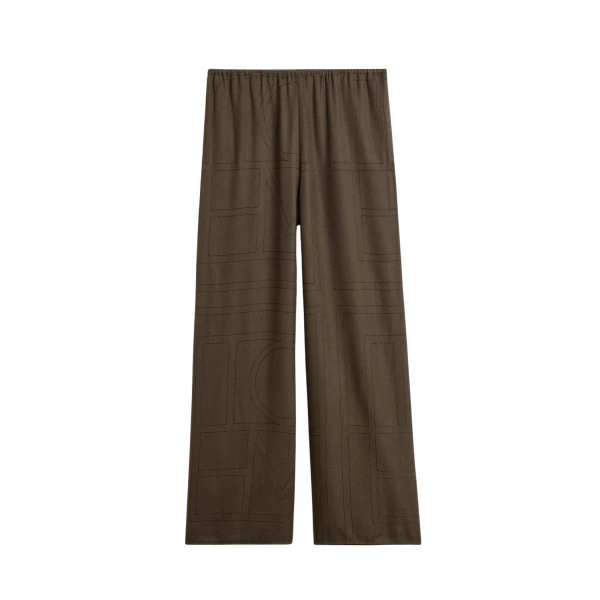 Toteme Monogram flannel pj bottoms in Dark brown