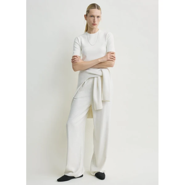 Toteme Monogram flannel pj bottoms in Ecru, view 2