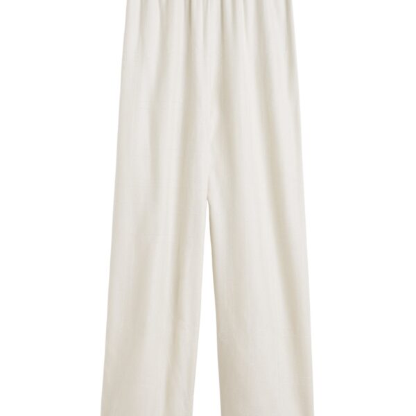 Toteme Monogram flannel pj bottoms in Ecru