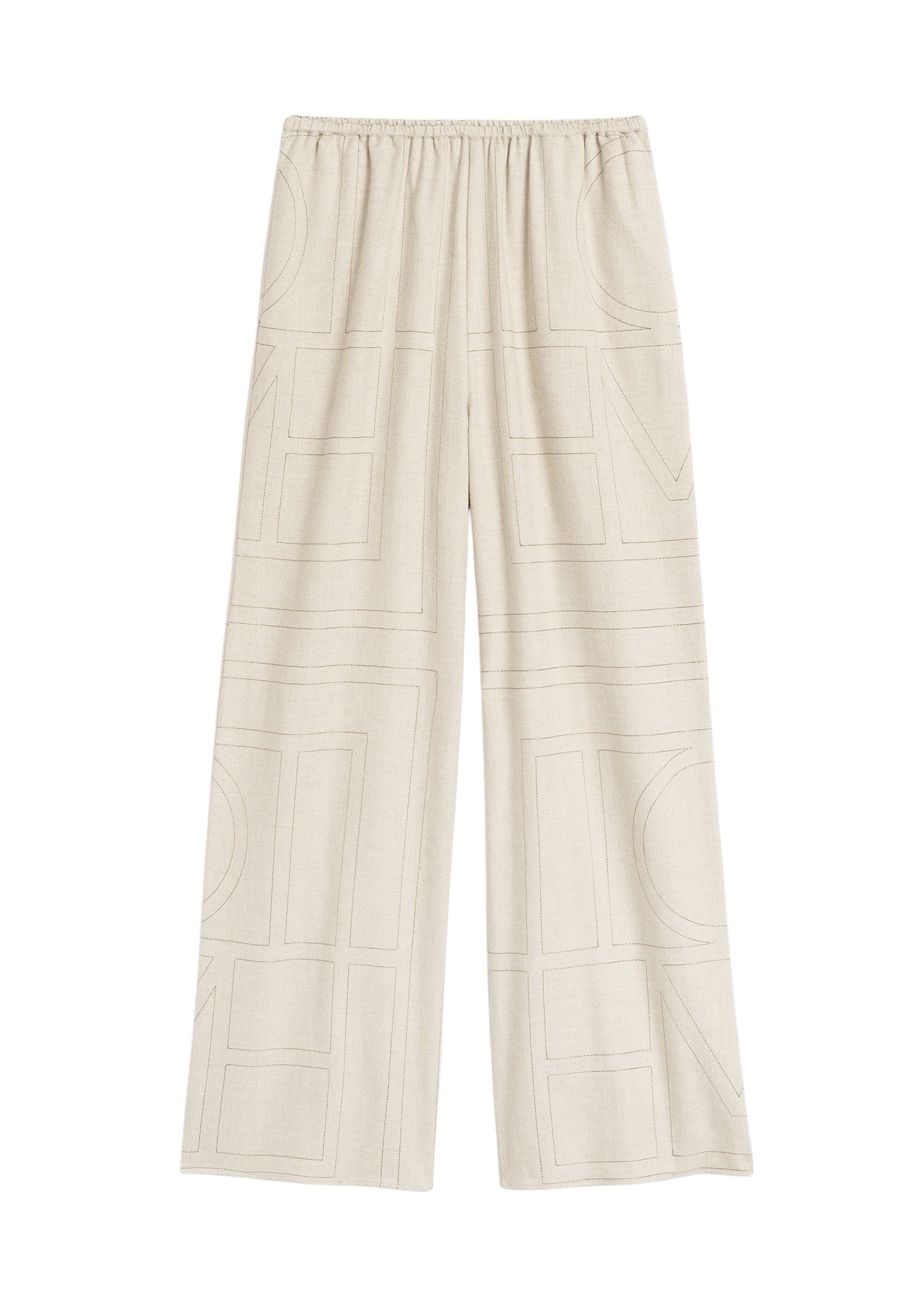 Totême Monogram flannel pj bottoms in Light beige melange - Pants - Scandinavian Minimalist Luxury at Luxury Shoes 