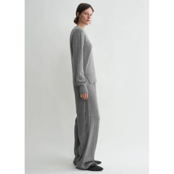 Toteme Monogram flannel pj bottoms in Smoke melange, view 3