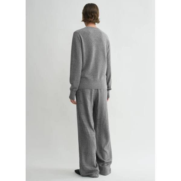 Toteme Monogram flannel pj bottoms in Smoke melange, view 4