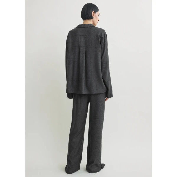 Toteme Monogram flannel pj top charcoal in Charcoal melange, view 4