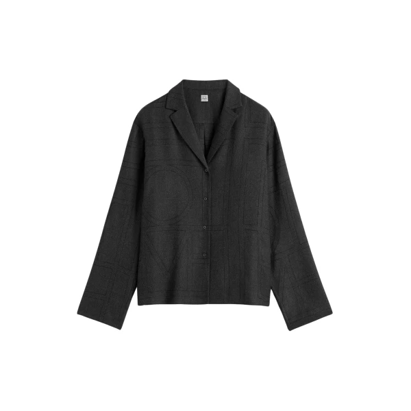 Toteme Monogram flannel pj top charcoal in Charcoal melange