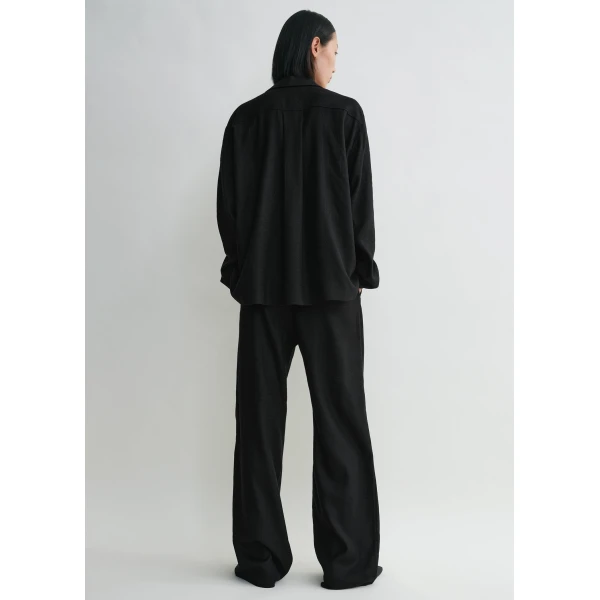 Toteme Monogram flannel pj top in Black, view 4