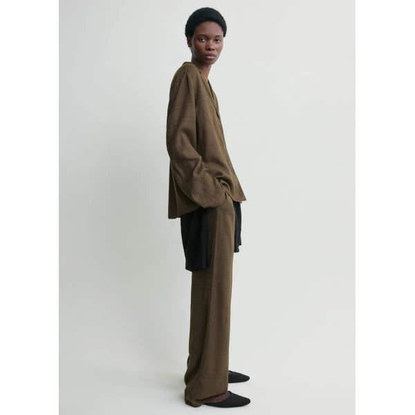 Toteme Monogram flannel pj top in Dark brown, view 3
