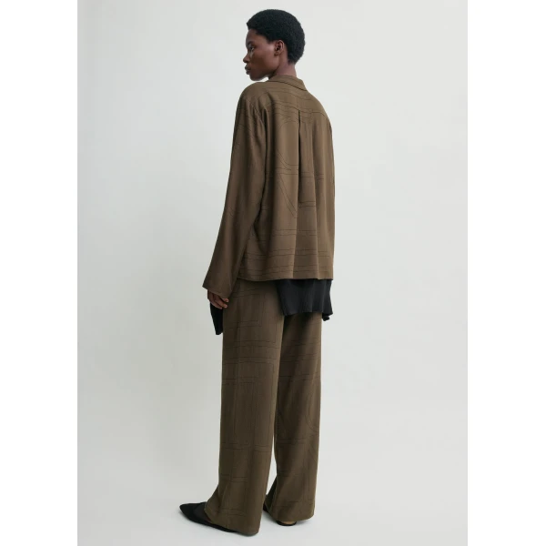 Toteme Monogram flannel pj top in Dark brown, view 4