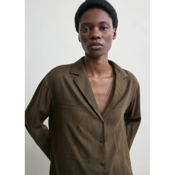Toteme Monogram flannel pj top in Dark brown, view 5