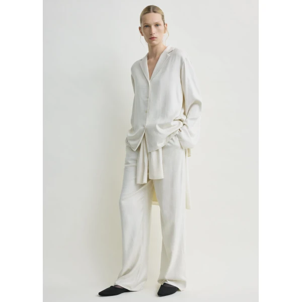 Toteme Monogram flannel pj top in Ecru, view 2