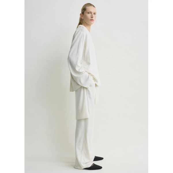 Toteme Monogram flannel pj top in Ecru, view 3