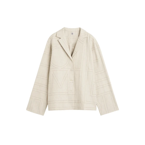 Toteme Monogram flannel pj top in Light beige melange
