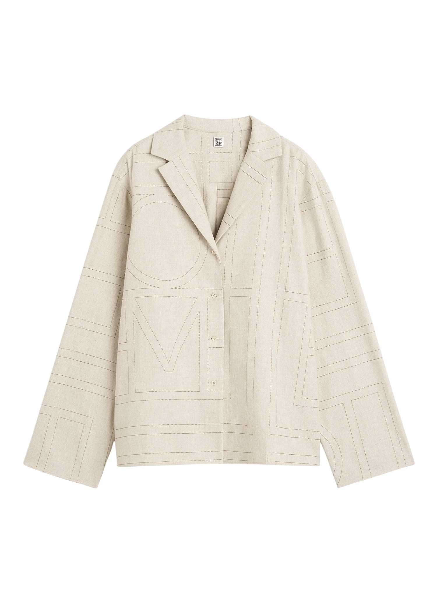 Totême Monogram flannel pj top in Light beige melange - Tops - Scandinavian Minimalist Luxury at Luxury Shoes 