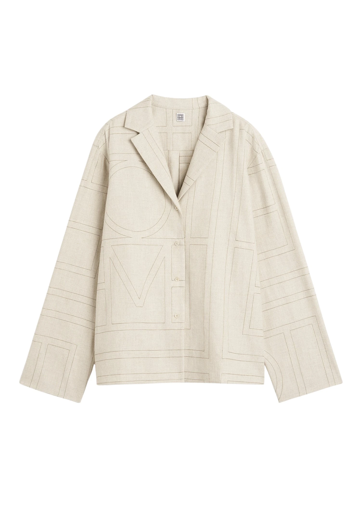 Toteme-Monogram-flannel-pj-top-in-Light-beige-melange81278_nobg Toteme Monogram flannel pj top in Light beige melange