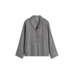 Toteme Monogram flannel pj top in Smoke melange