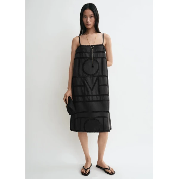 Toteme Monogram silk dress in Washed black, view 2