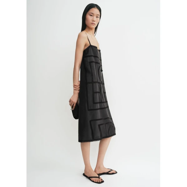 Toteme Monogram silk dress in Washed black, view 3