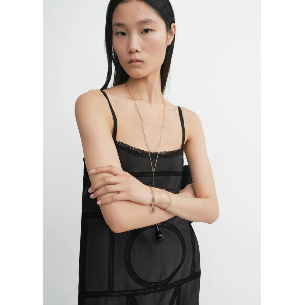 Toteme Monogram silk dress in Washed black, view 5