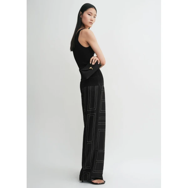 Toteme Monogram silk pj bottoms black in Black monogram, view 3