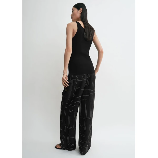 Toteme Monogram silk pj bottoms black in Black monogram, view 4