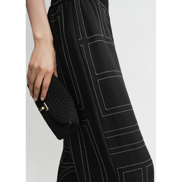 Toteme Monogram silk pj bottoms black in Black monogram, view 5