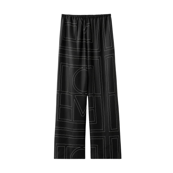 Toteme Monogram silk pj bottoms black in Black monogram