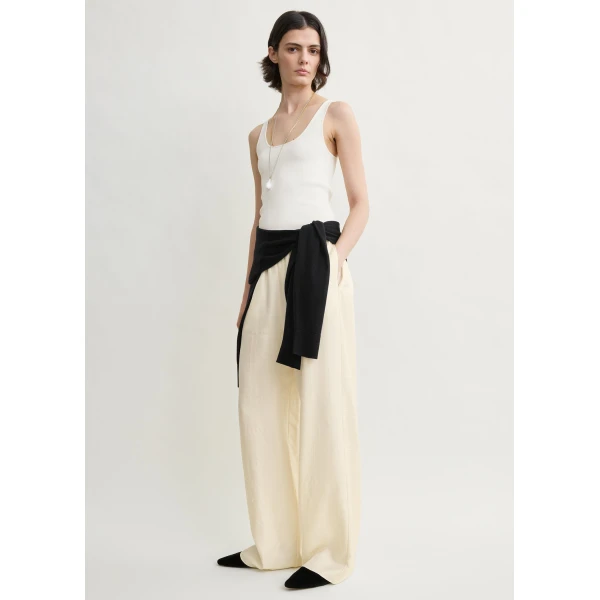Toteme Monogram silk pj bottoms in Cream, view 2