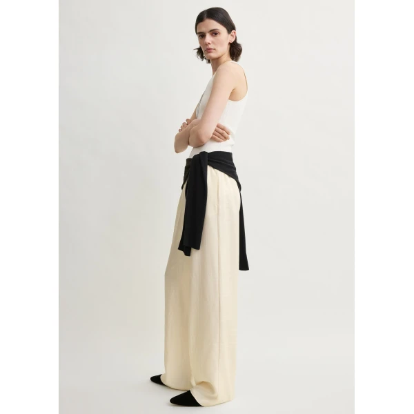 Toteme Monogram silk pj bottoms in Cream, view 3