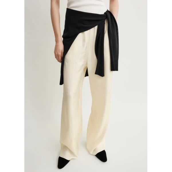 Toteme Monogram silk pj bottoms in Cream, view 4