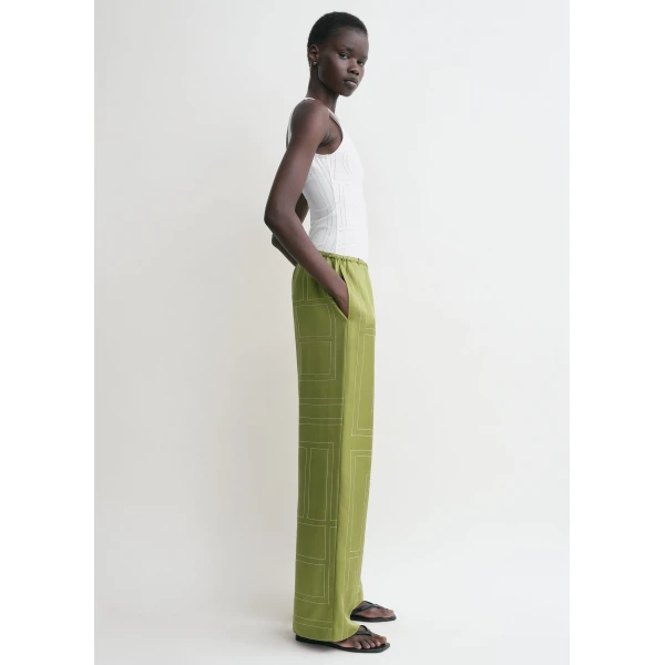 Toteme Monogram silk pj bottoms in Laurel, view 3