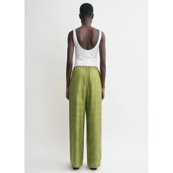 Toteme Monogram silk pj bottoms in Laurel, view 4