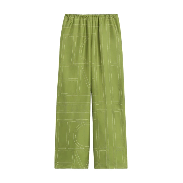 Toteme Monogram silk pj bottoms in Laurel
