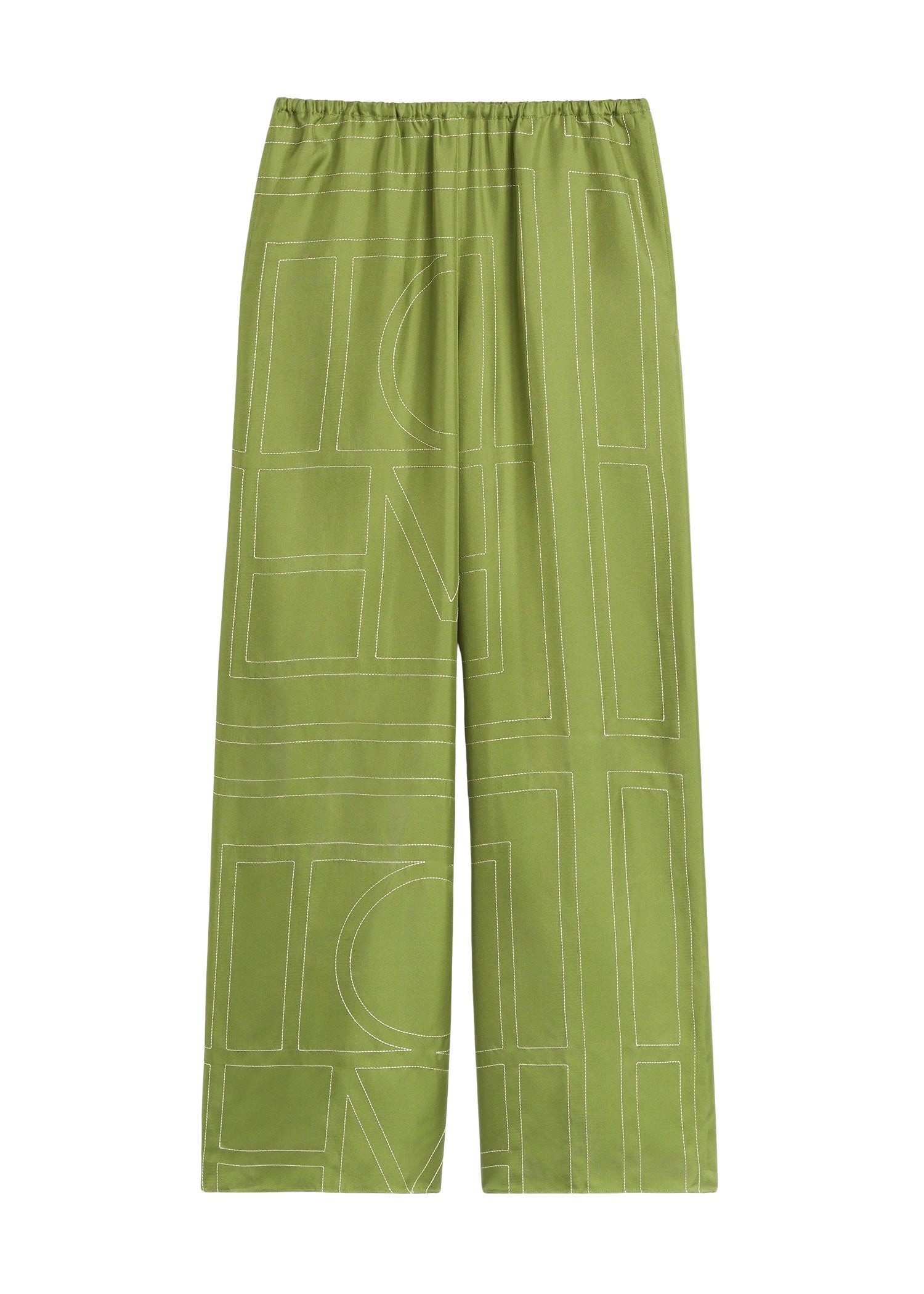 Totême Monogram silk pj bottoms in Laurel - Pants - Scandinavian Minimalist Luxury at Luxury Shoes 