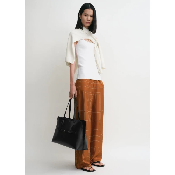 Toteme Monogram silk pj bottoms in Terracotta, view 3