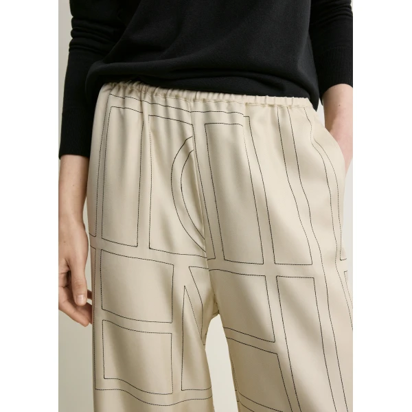Toteme Monogram silk pj bottoms ivory in Ivory monogram, view 6
