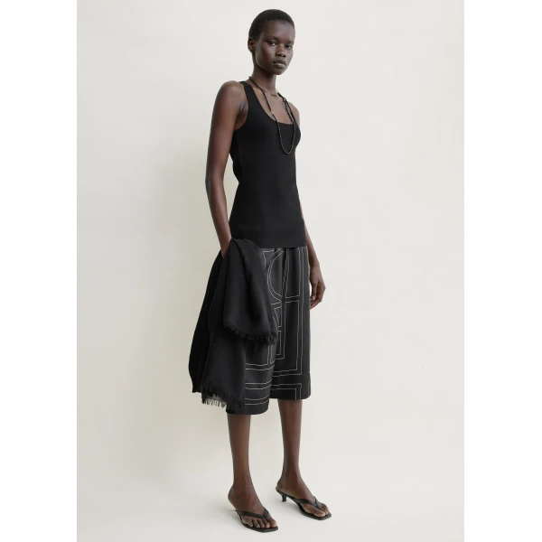 Toteme Monogram silk pj culottes in Black Shorts, view 2