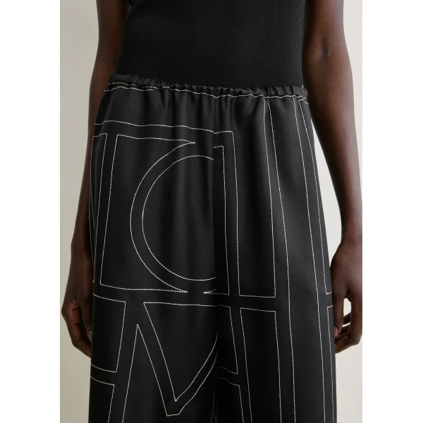 Toteme Monogram silk pj culottes in Black Shorts, view 6