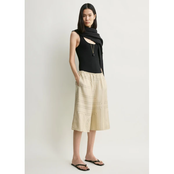 Toteme Monogram silk pj culottes in Ivory Shorts, view 2