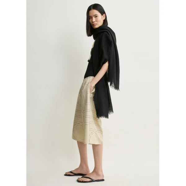 Toteme Monogram silk pj culottes in Ivory Shorts, view 3