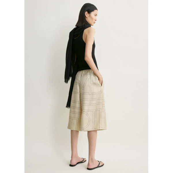 Toteme Monogram silk pj culottes in Ivory Shorts, view 4
