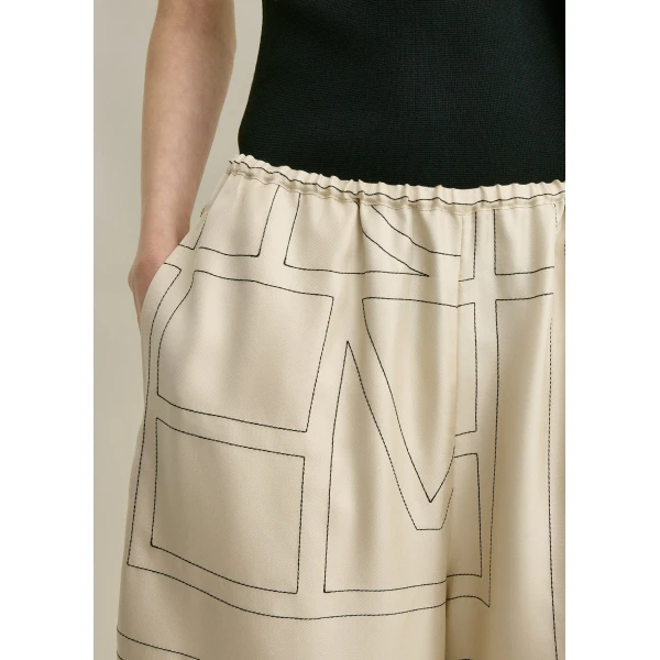 Toteme Monogram silk pj culottes in Ivory Shorts, view 5
